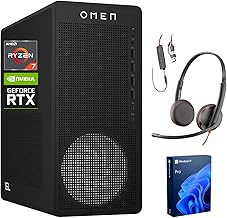 Image of the HP OMEN 16L Pro Business Gaming Desktop,AMD Ryzen 7 8700F(Beats Intel i7-14700F),NVIDIA RTX 5060,64GB DDR5 RAM,4TB SSD,W11P,Wi-Fi 6,Music Production Workstation,Bundle with Poly C3225 Stereo Headset